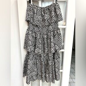 Vintage L.A.M.B 100% Silk Y2K Gwen Stefani Chevron Tiered Maxi Skirt Size 0 XXS